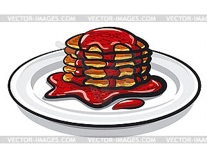 Pancakes with jam - vector clipart