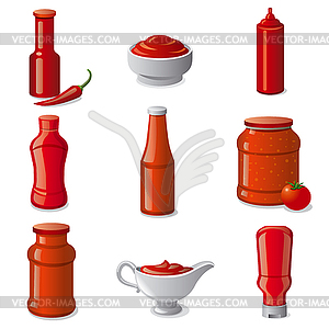 Ketchups and sauces - royalty-free vector clipart