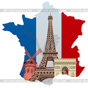 Landmarks of france - vector image