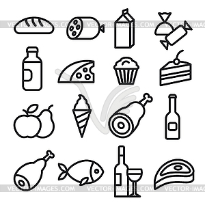 Food grocery icons - vector image