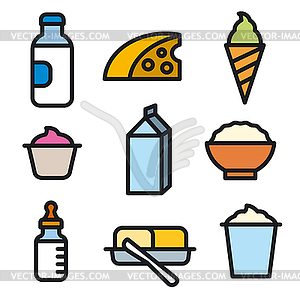 Milk products icon set - vector clipart / vector image