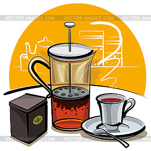 Black tea - vector clipart
