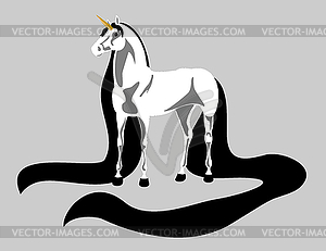 White unicorn with a black mane - vector clipart