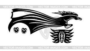 Tattoo with flames and horse - vector image