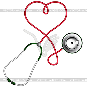 Heart shape stethoscope. Cardiology concept - vector image