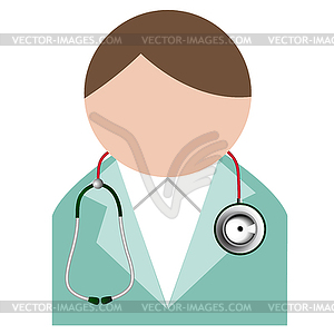 Doctor with stethoscope. Buddy icon - vector clip art