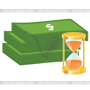 Time is money concept. Money icon. Money stack and - vector image