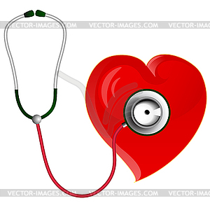 Red heart with Stethoscope - vector clipart / vector image