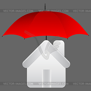 House under umbrella. Insurance concept - vector clip art