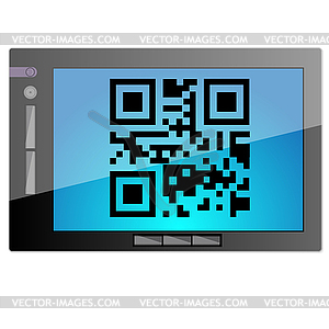 Tablet with QR code - stock vector clipart