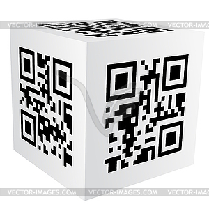 Куб с QR-кодом - клипарт в векторном формате