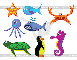 Sea animals - stock vector clipart