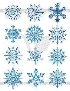 12 snowflakes - vector clip art