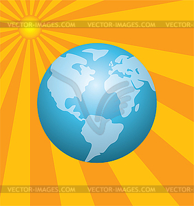 Earth and the rising sun - vector clipart