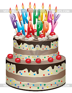 Торт день рождения - стоковый клипарт
