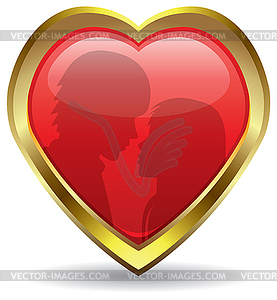 Золотое сердце с отражением - векторизованное изображение