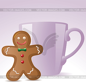 Gingerbread cookie and a cup - vector image