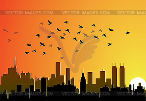 City background - color vector clipart
