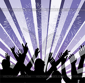 Fireworks and happy people - vector clipart