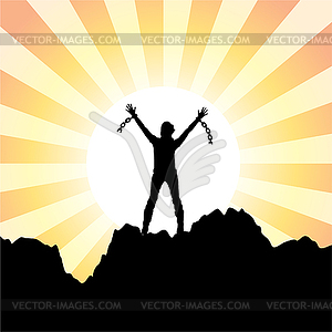  girl with raised hands  - vector clip art