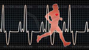 Heartbeat  and running man - vector clipart