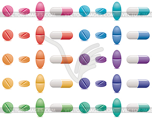  pills and capsules - royalty-free vector image