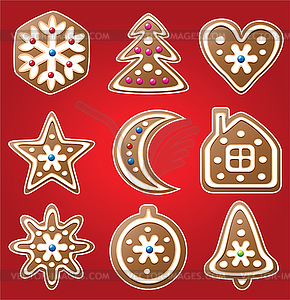  gingerbread cookies - color vector clipart