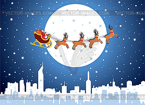 Holiday card with santa - color vector clipart