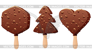 Chocolate popsicles - vector image