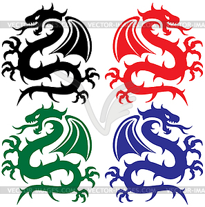 Dragons - color vector clipart