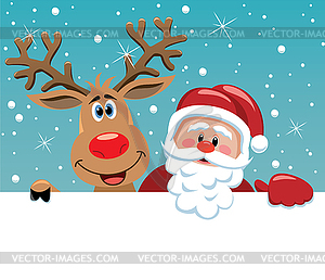  santa claus and rudolph deer - vector image