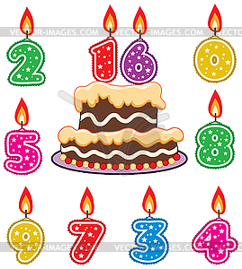  birthday candles and cake  - vector clip art