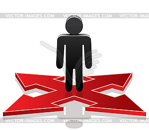 Man on crossroads - vector image