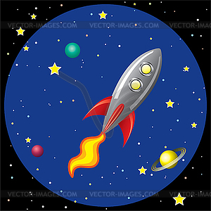 Ракетный корабль в космос - векторное изображение клипарта