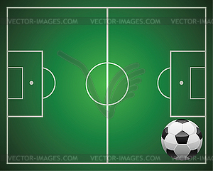 Soccer ball on the field - vector image