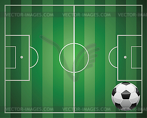 Soccer ball on the field - vector clipart