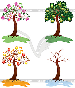 Set of apple trees - royalty-free vector clipart