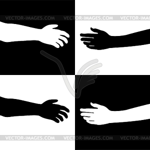 Black and white hands - vector image