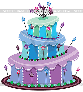 Большой торт ко дню рождения - векторное изображение