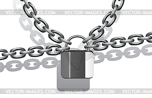 Metal chain and lock - vector clipart / vector image