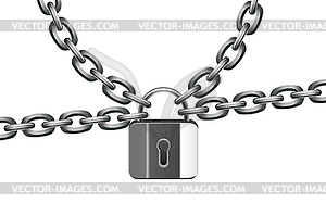 Metal chain and lock - vector image