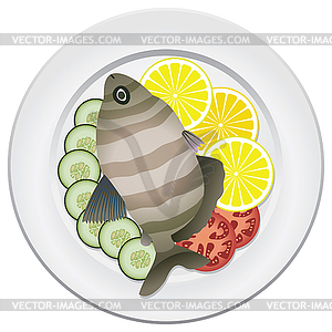  fish and vegetables - vector clip art