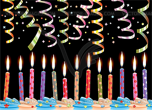 Vector  candles  and streamers - color vector clipart