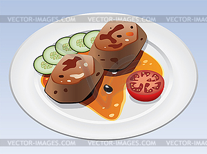 Vector meat and vegetables  - vector clipart