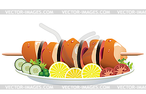 Vector chicken and vegetables - vector clipart