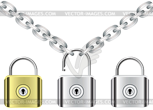 Vector chain and locks - vector clip art