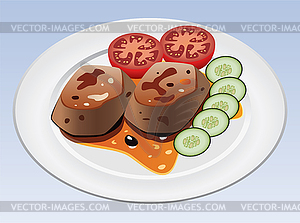 Vector meat and vegetables  - vector clip art