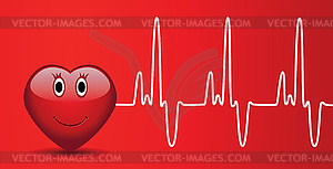 Vector heart and heartbeat - vector image