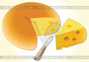 Vector cheese and knife - vector clip art
