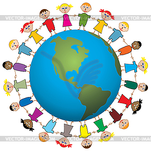 Vector  children around the world - vector clipart